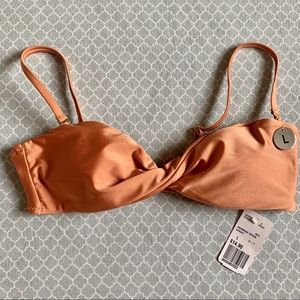 Light apricot twist front bikini top